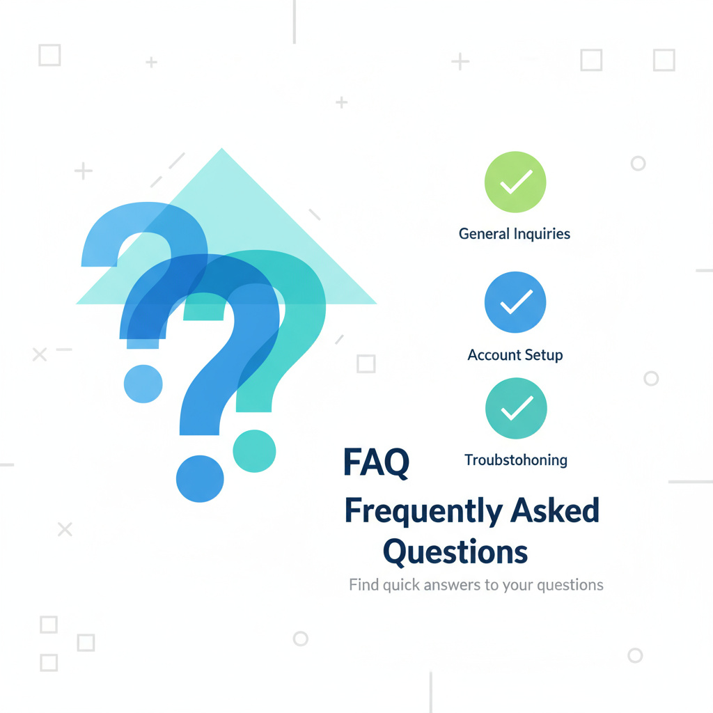 FAQ Illustration mit Fragezeichen und Checklisten